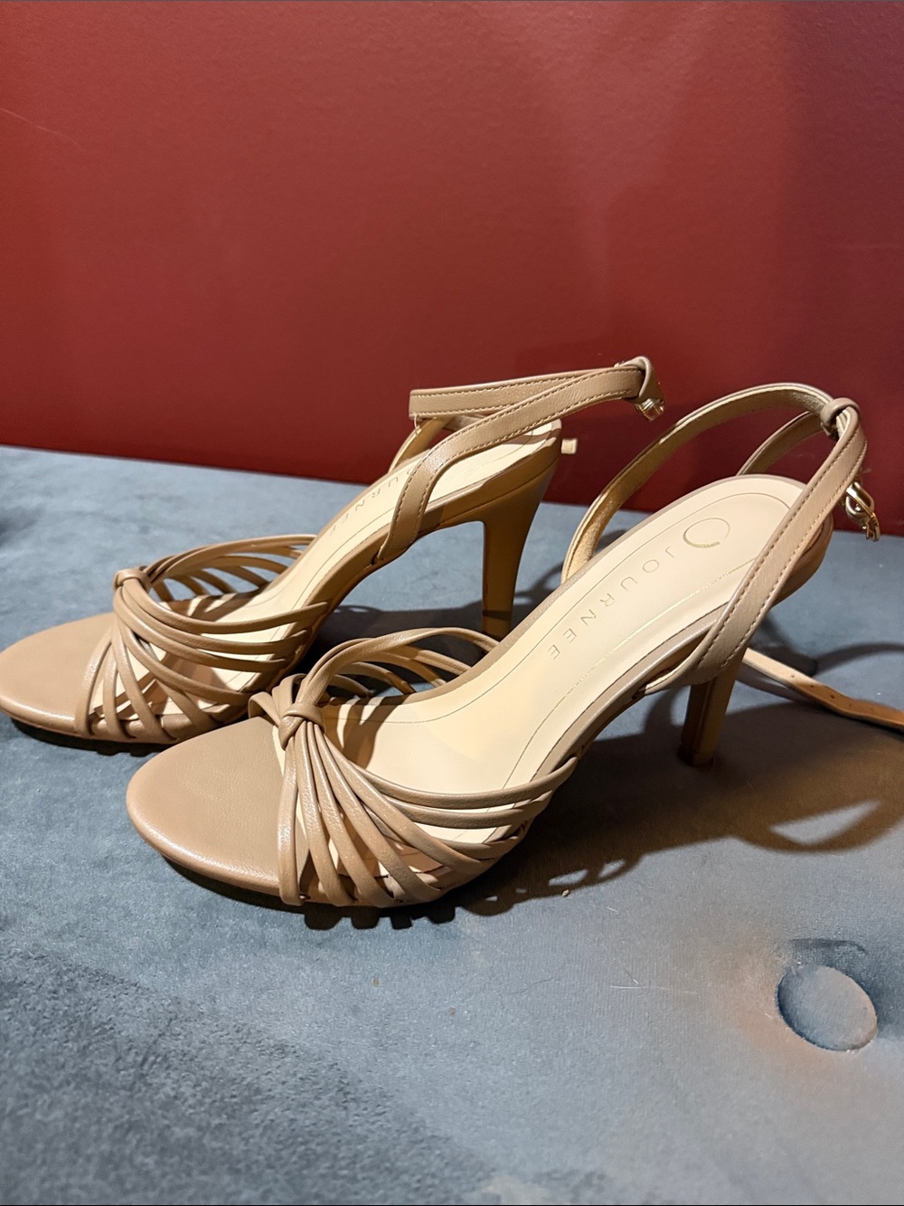 Journee Classic Strappy Beige High Heel Sandals